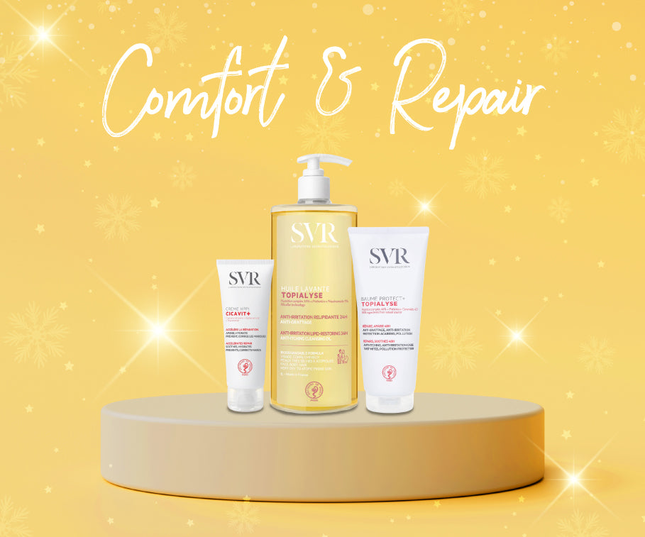 Pack regalo de skincare con productos SVR para pieles sensibles y secas